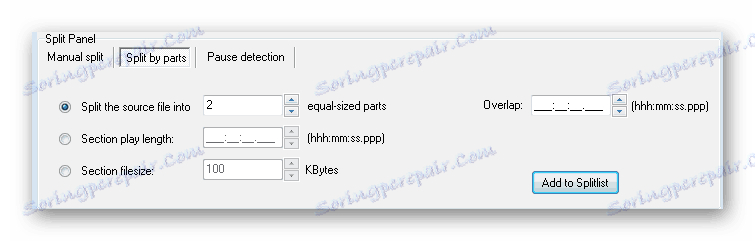 Přidání podmínek oddělení Přímý WAV MP3 Splitter