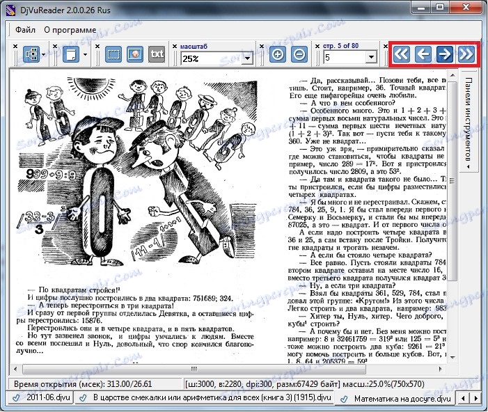 أزرار التنقل في DjvuReader