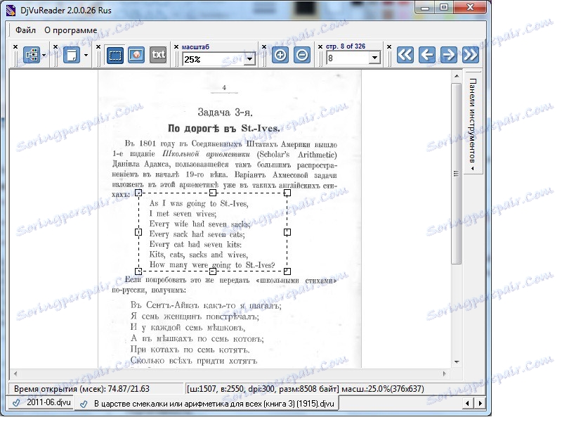 اختيار جزء من وثيقة في DjvuReader