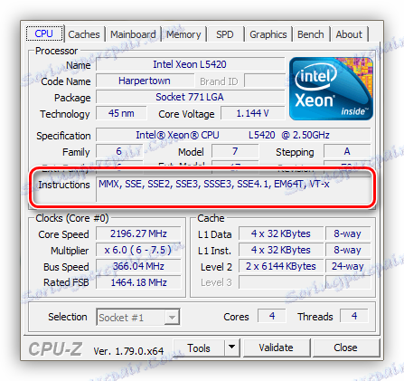 Списък на инструкциите, поддържани от CPU в CPU-Z