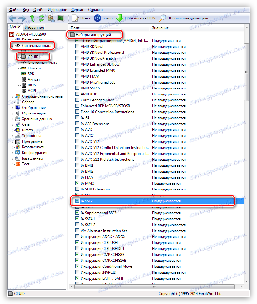 Списък на инструкциите, поддържани от процесора в AIDA64