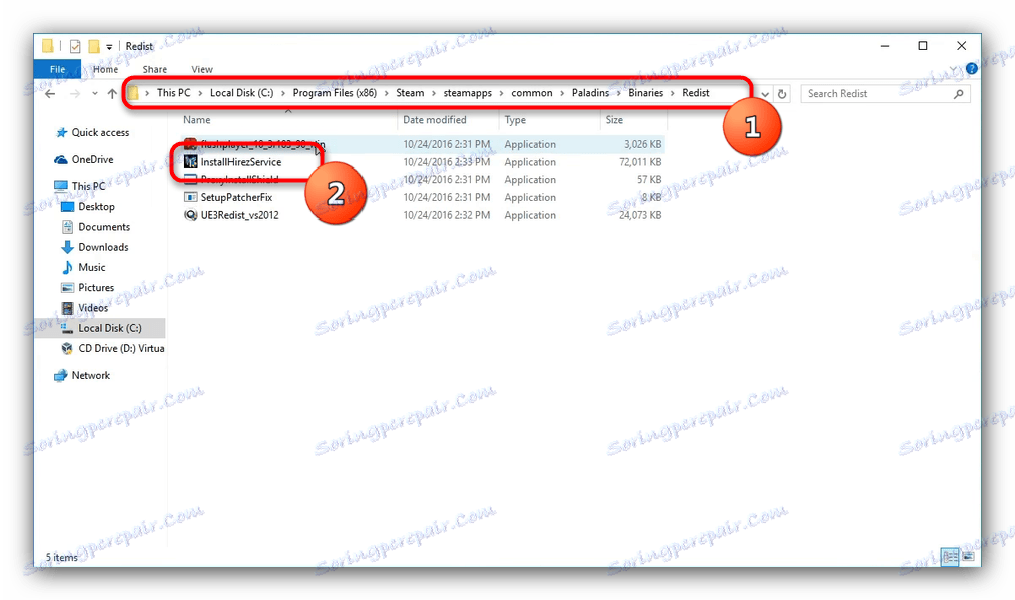 Vyberte soubor InstallHiRezService ve složce Paladins a opravte qt5webkitwidgets
