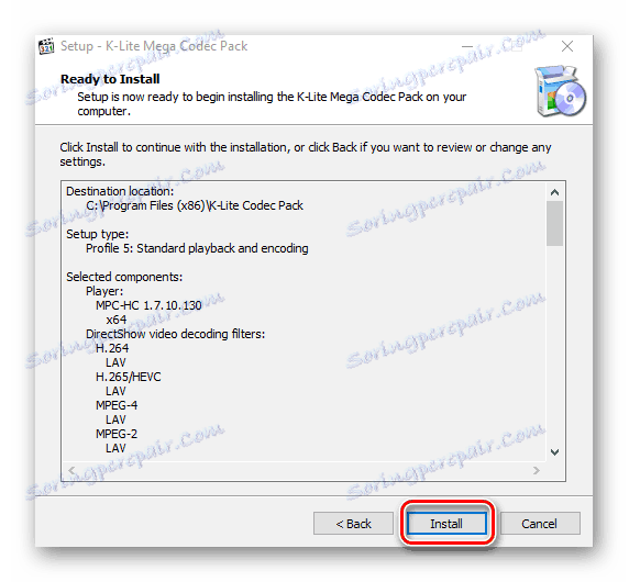 spuštění instalace K-Lite Codec Pack