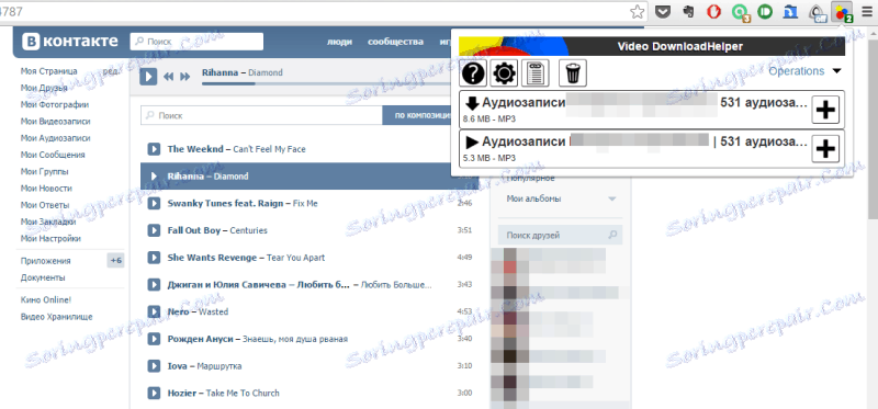 Schopnosť prevziať medafily z rôznych stránok v aplikácii DownloadHelper