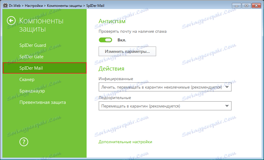 Funkcia SpIDer Mail v aplikácii Dr.Web Security Space