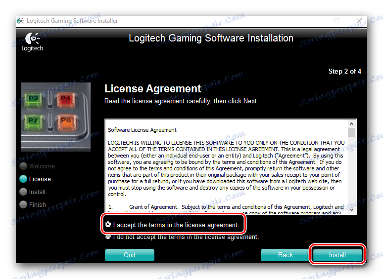Zaakceptuj umowę licencyjną Logitech