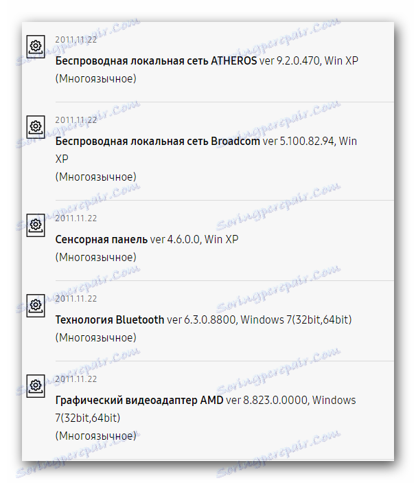 Списак софтвера доступних за преузимање на Самсунг сајту