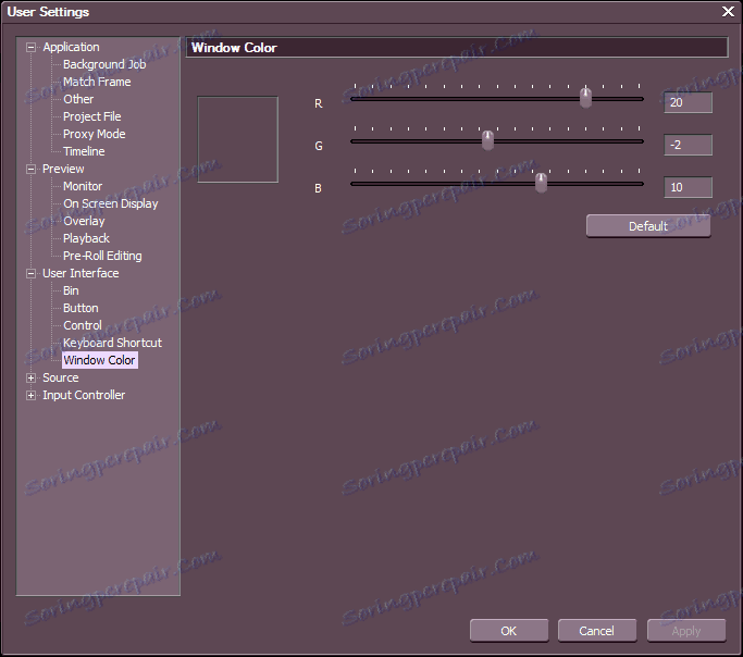 Nastavenie farebnej schémy v aplikácii EDIUS Pro