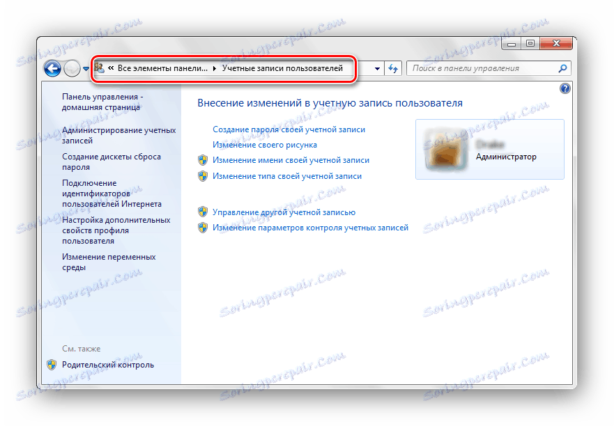 računi nadzorne plošče in uporabniki sistema Windows 7