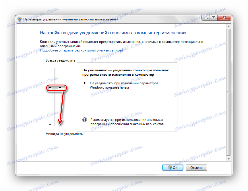 Drsnik se premakne navzdol po operacijskem sistemu Windows 7