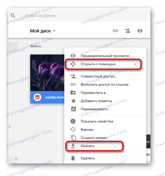 Razpoložljive manipulacije s preneseno datoteko Google Drive
