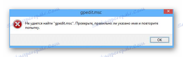 Primer napake pri zagonu gpedit v operacijskem sistemu Windows 10