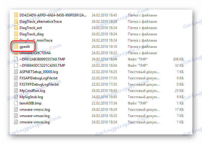 Odprite imenik gpedit v začasni mapi WIndows 10