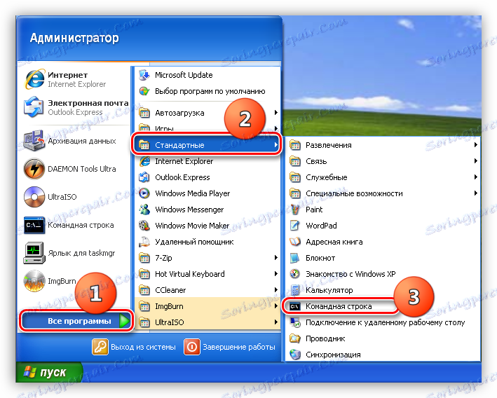 Достъп до командния ред от стартовото меню в Windows XP