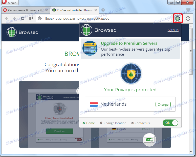 Je nainštalované okno prehliadača Opera