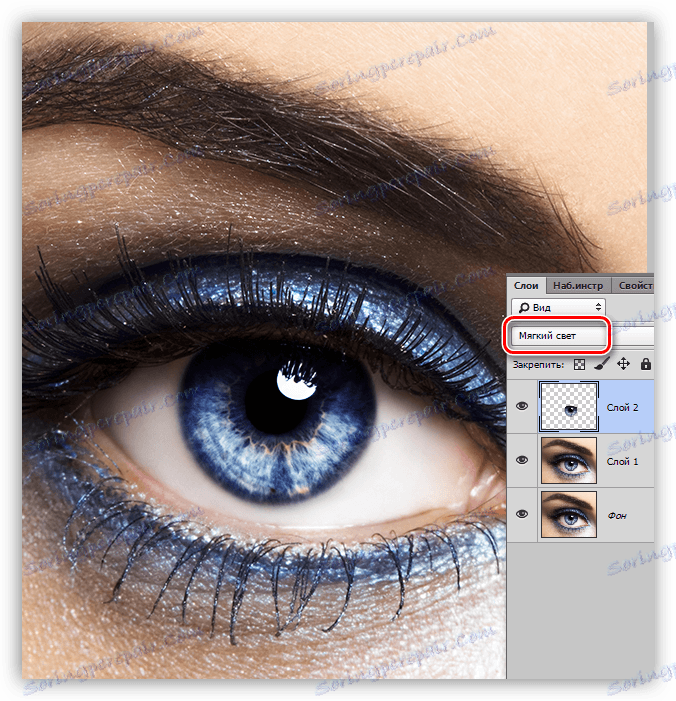 Blending Mode Soft Light pre Iris vo Photoshope