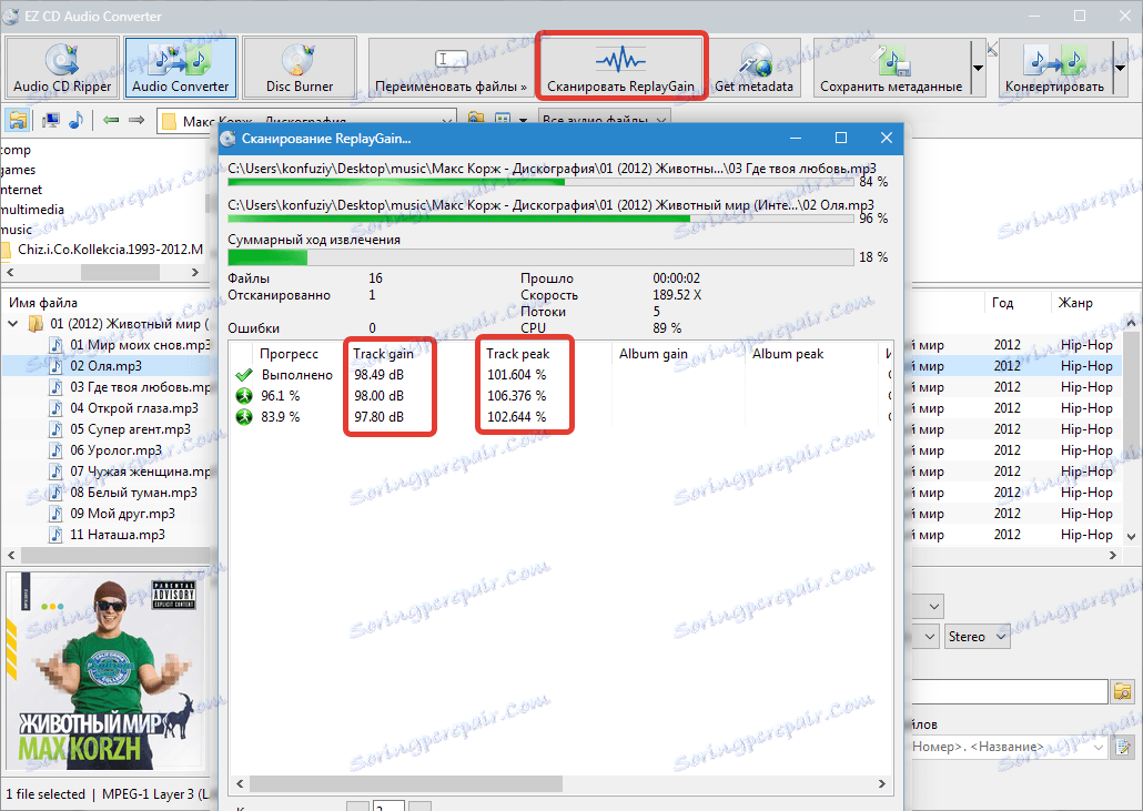 Skeniranje ReplayGain EZ CD Audio Converter