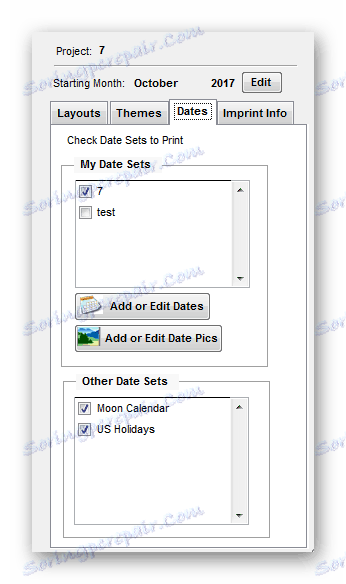 Налаштування дат EZ Photo Calendar Creator
