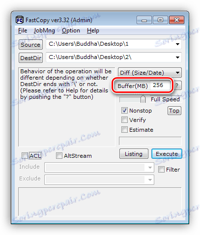 Подешавање величине бафера у ФастЦопи-у