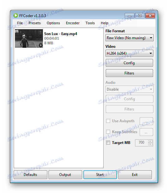 Основен прозорец на FFCoder