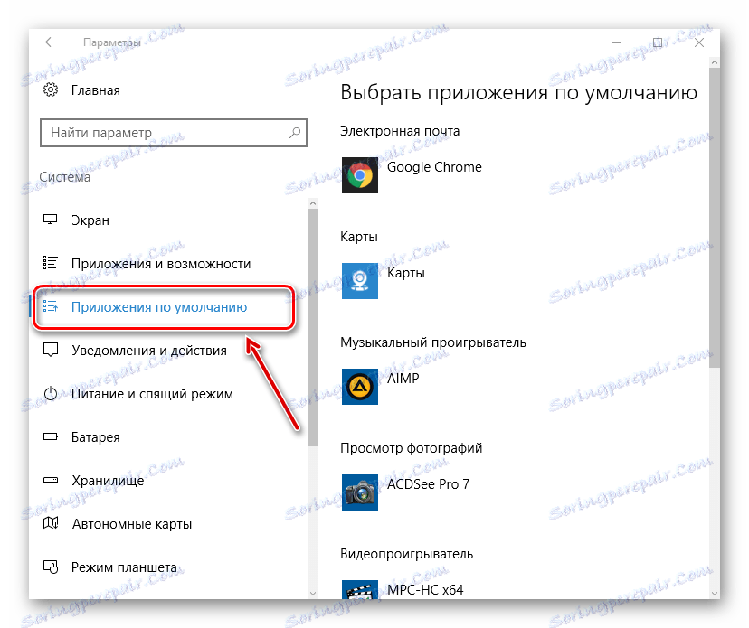Покретање подразумеване програмске ставке