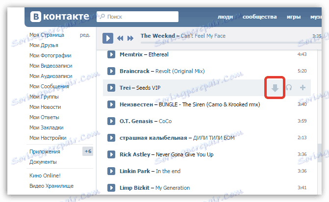 Firefox plug-ins za prenos glasbe Vkontakte