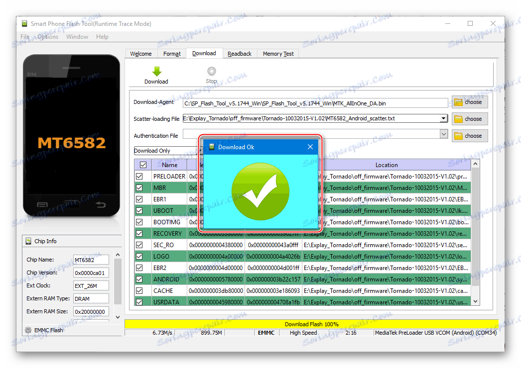 Vgrajena programska oprema Explay Tornado FlashTool je popolna