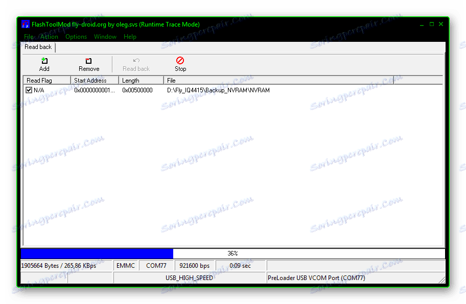Fly IQ4415 Era Style 3 FlashToolMod вичитування NVRAM прогрес
