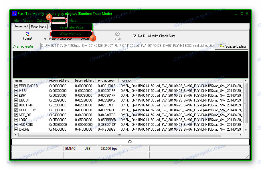 Fly IQ4415 Era Style 3 FlashToolMod виклик вкладки Write Memory
