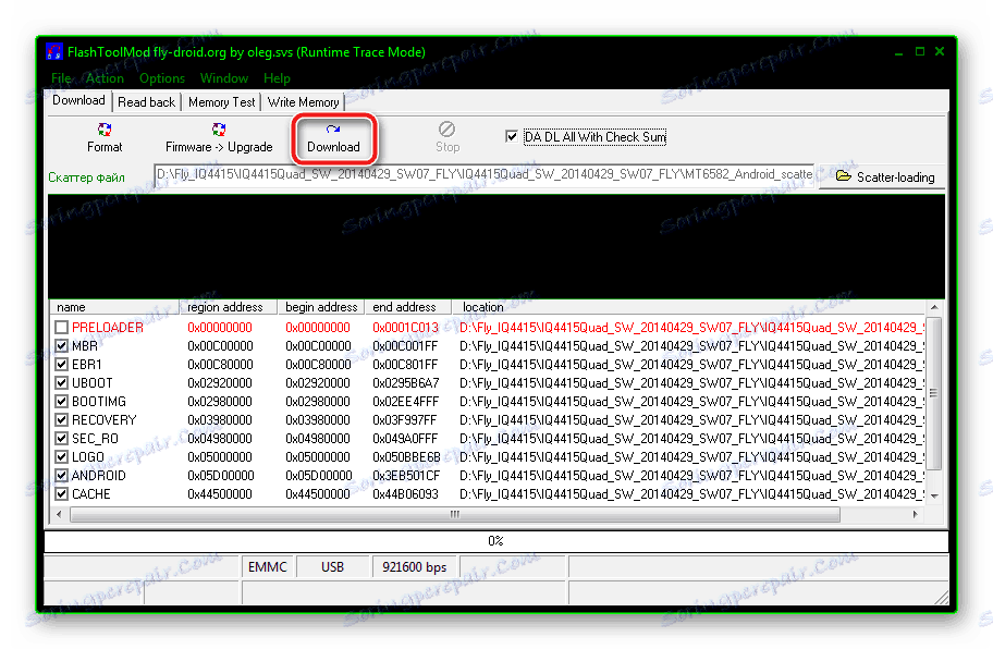 Fly IQ4415 Era Style 3 FlashToolMod початок прошивки підключення телефону