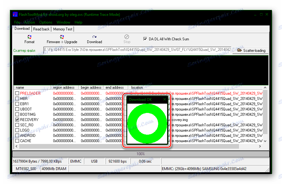 Fly IQ4415 Era Style 3 TWRP установлено через FlashToolMod