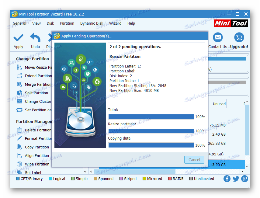 MAG250 príprava postupu na formátovanie flash disku v Minitool