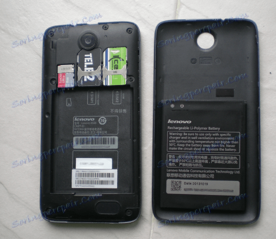 Připojení nástroje Lenovo A526 SP Flash Tool s vybráním baterie