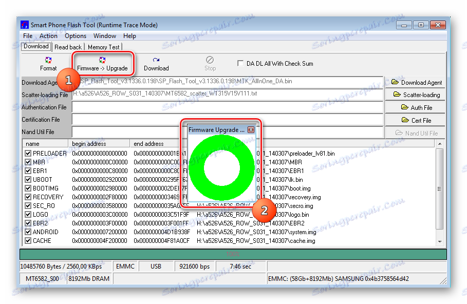 Firmware Lenovo A526 v režimu aktualizace firmwaru