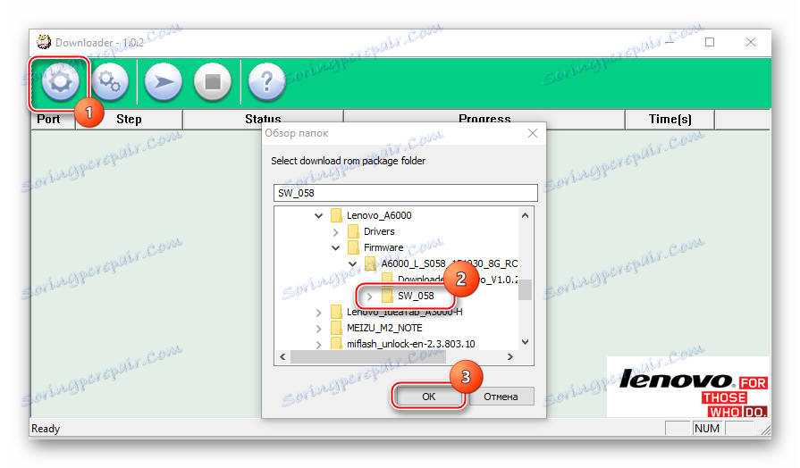 Lenovo A6000 Firmware downloader výberom priečinka s firmware