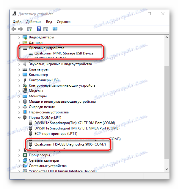 Nokia Lumia 800 RM-801 Quallcomm-loader ve správci zařízení