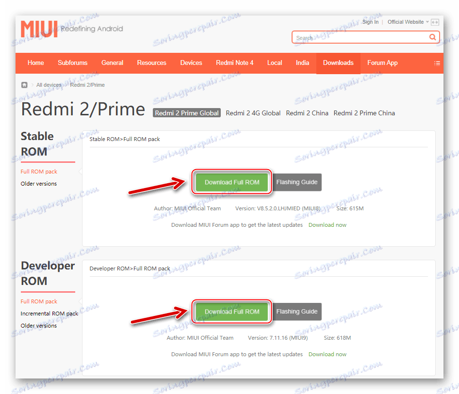 Xiaomi Redmi 2 download firmware za okrevanje z uradne strani