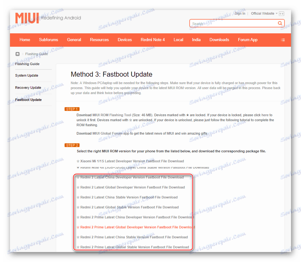 Xiaomi Redmi 2 download fastboot-firmware z uradne strani