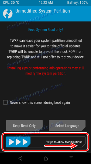 Xiaomi Redmi 3S TWRP изменение системного раздела Swipe to Allow Modifications