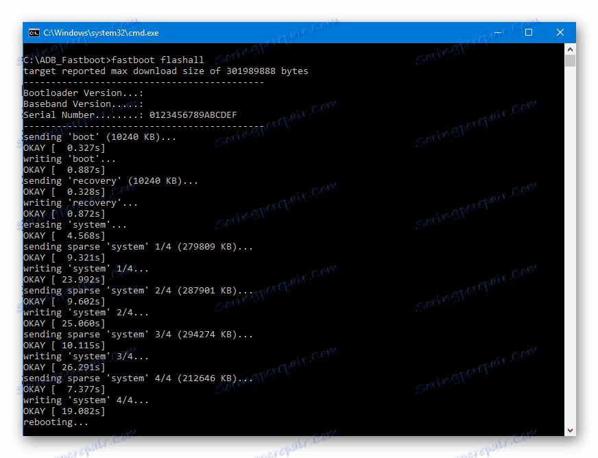 HTC D516 Fastboot прогрес прошивки