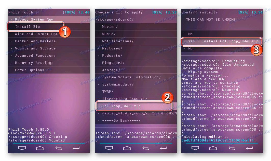 Lenovo S660 установка прошивки Lollipop через Philz Touch Recovery