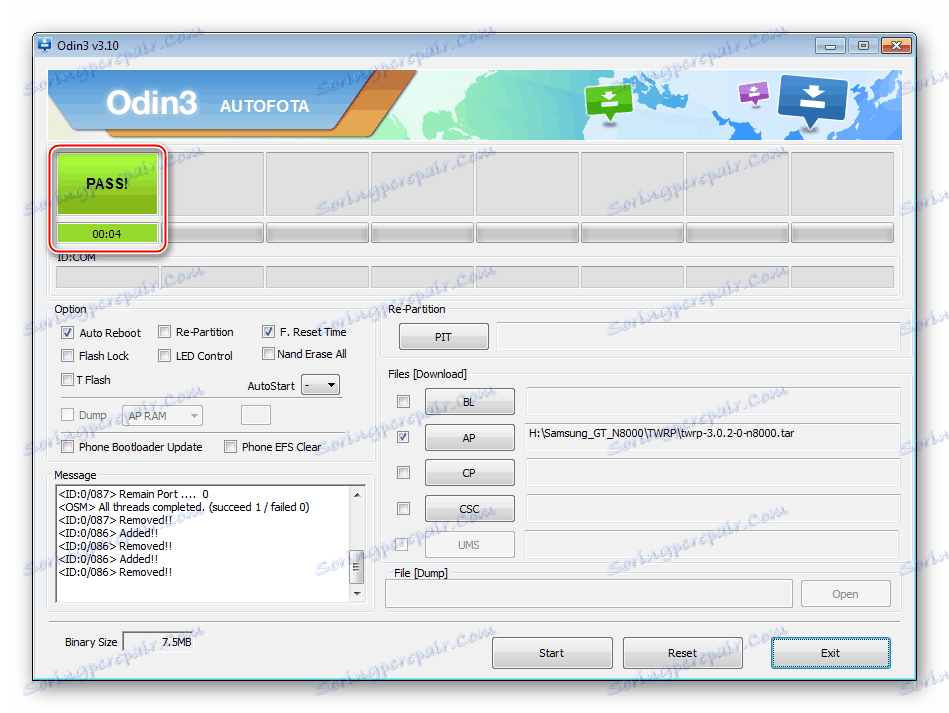 Samsung Galaxy Note 10.1 N8000 TWRP через Odin установлено