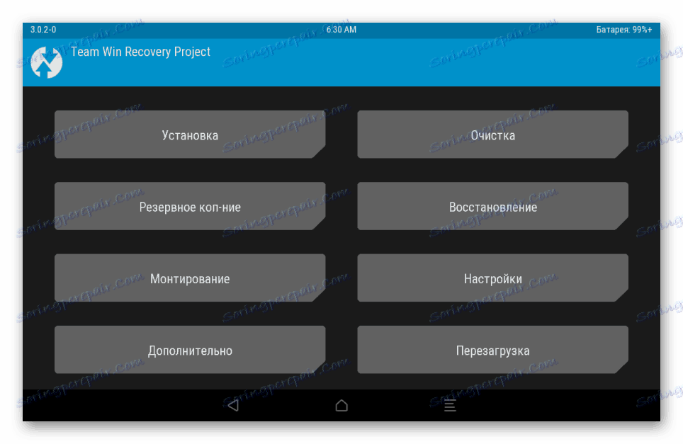 Samsung Galaxy Note 10.1 N8000 TWRP главный экран, среда готова к работе