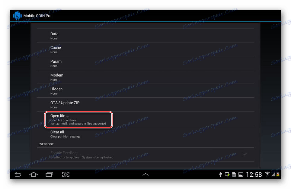 Samsung Galaxy Note 10.1 N8000 Mobile Odin Otwórz plik z oprogramowaniem układowym