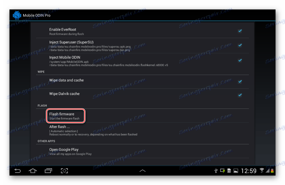 Samsung Galaxy Note 10.1 N8000 Mobile Odin начало прошивки Flash firmware