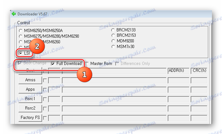 Samsung Wave GT-S8500 MultiLoader oznacza Boot Change, Full Download, platformę LSI