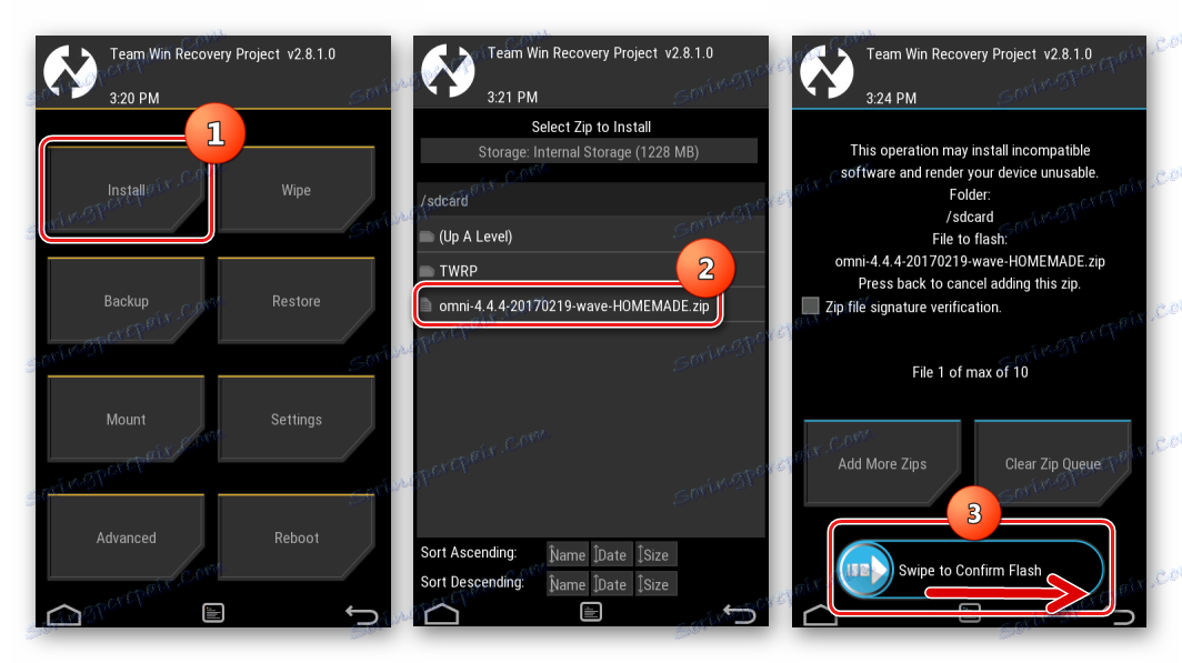 Samsung Wave GT-S8500 TWRP uruchom pakiet instalacyjny z systemem Android