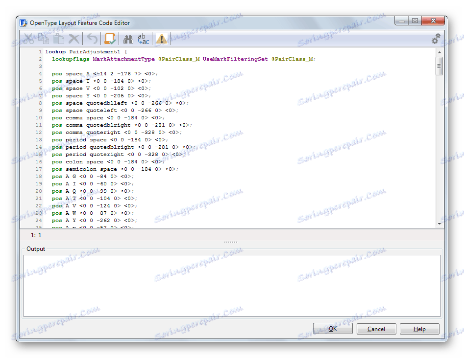 Nástroj pro programování parametrů znaků v programu FontCreator