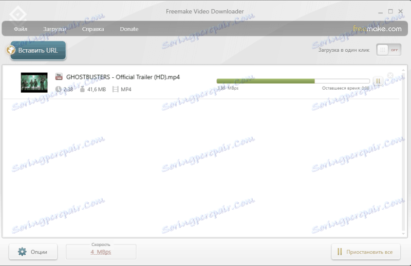 Jednoduchý proces stahování ve službě Freemake Video Downloader