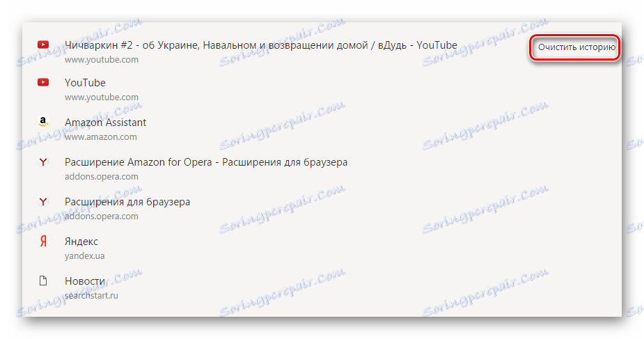 Дајте историју Иандек.Бровсер-а